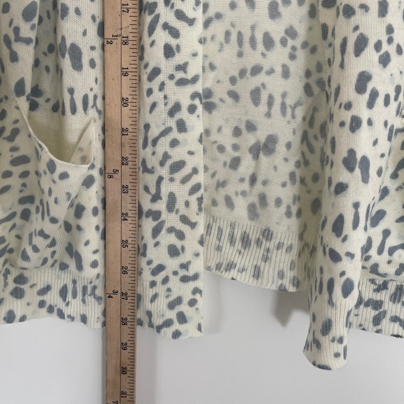 Cotton Emporium Ivory Blue Leopard Print Open Front‎ Cardigan Sweater Women's LL - Picture 6 of 6